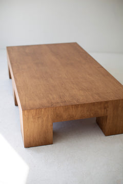 Side profile of the low oak coffee table