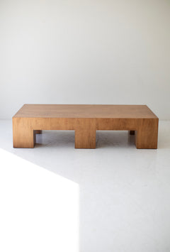Modern white oak coffee table in a bright interior