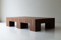 Modern luxury large walnut Mondo coffee table with mitered corners