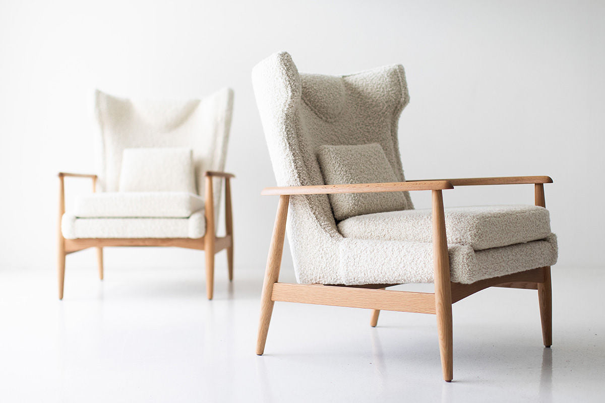 Peabody Modern Wing Chair — Luxury Wing Chair in Walnut & Oak by Craft Associates® 2012P