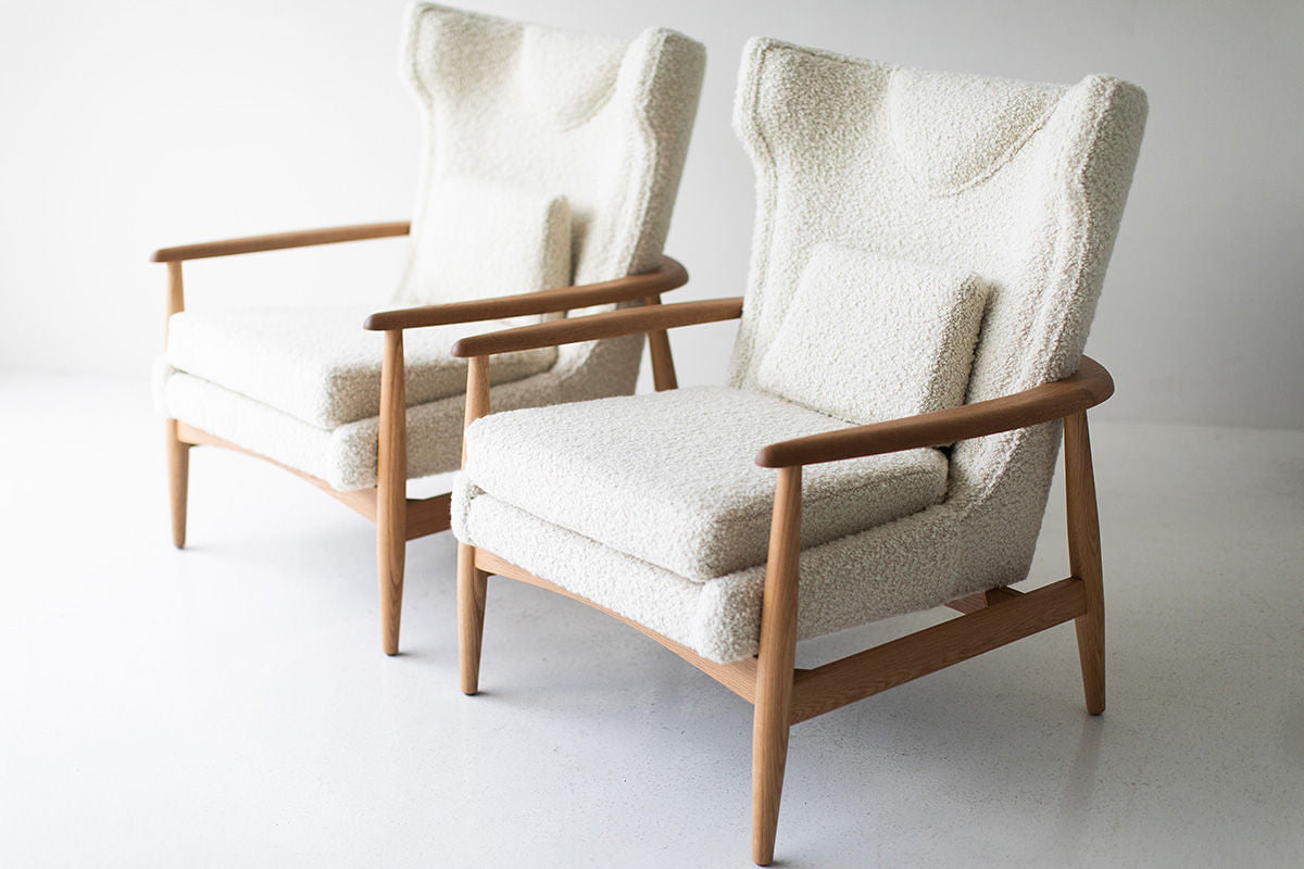 Peabody Modern Wing Chair — Luxury Wing Chair in Walnut & Oak by Craft Associates® 2012P