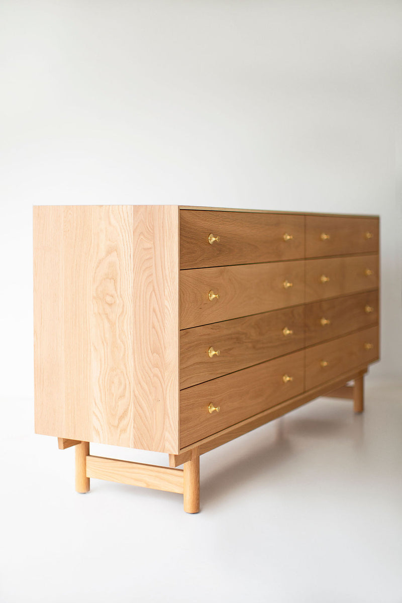 Back view of the Lawrence Peabody 8-drawer dresser showing its solid wood construction