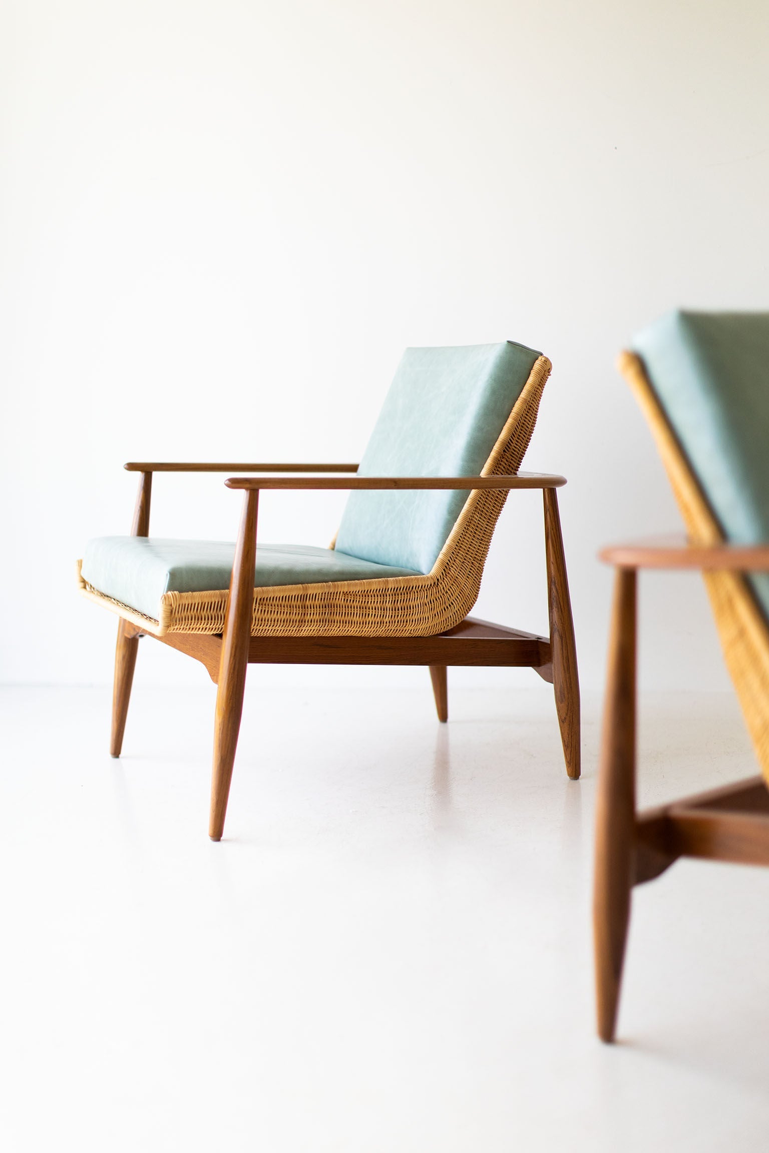 Lawrence Peabody Wicker Lounge Chair 1806P — Modern Luxury Hand-Woven Wicker & Teak Lounge Chair