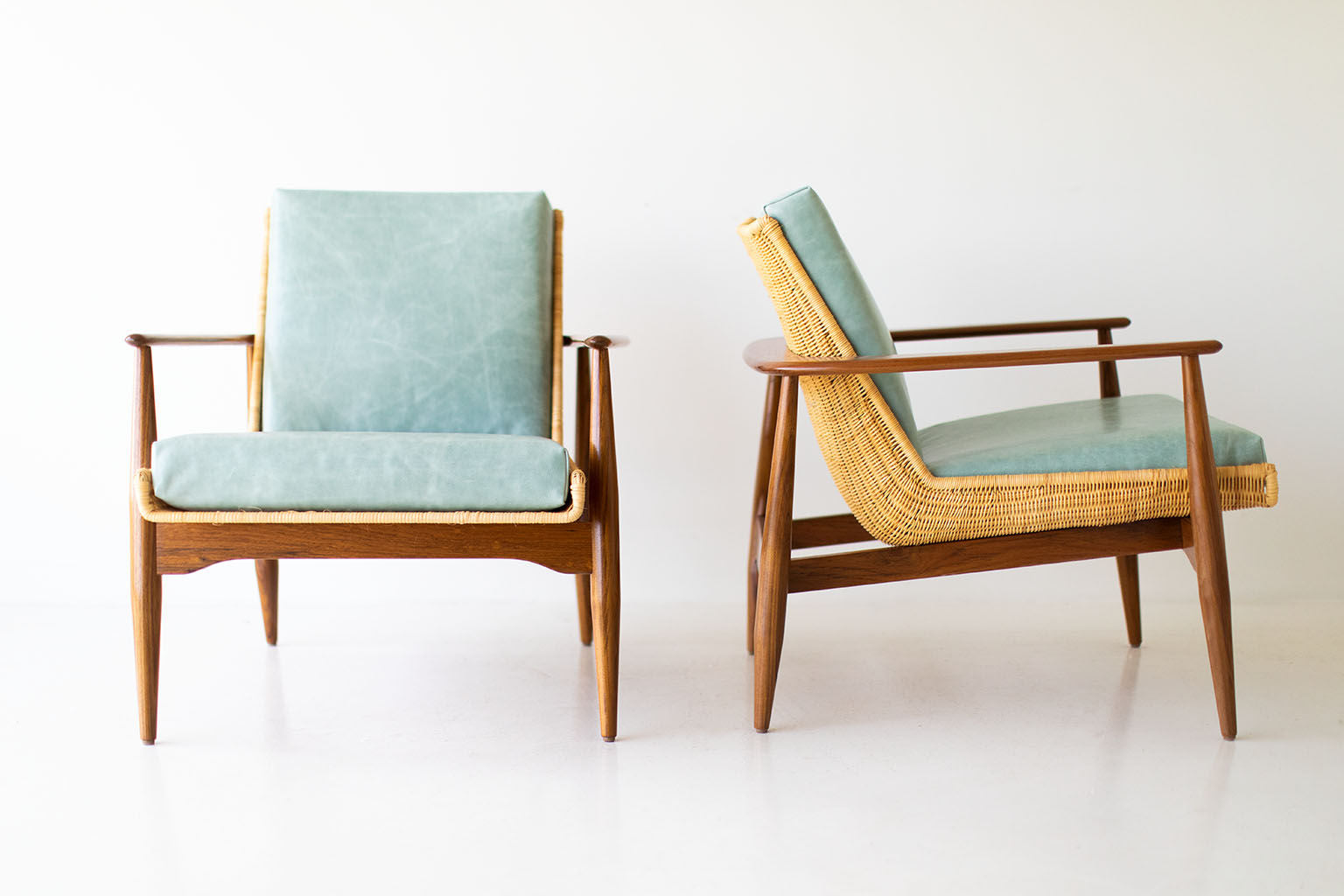 Lawrence Peabody Wicker Lounge Chair 1806P — Modern Luxury Hand-Woven Wicker & Teak Lounge Chair