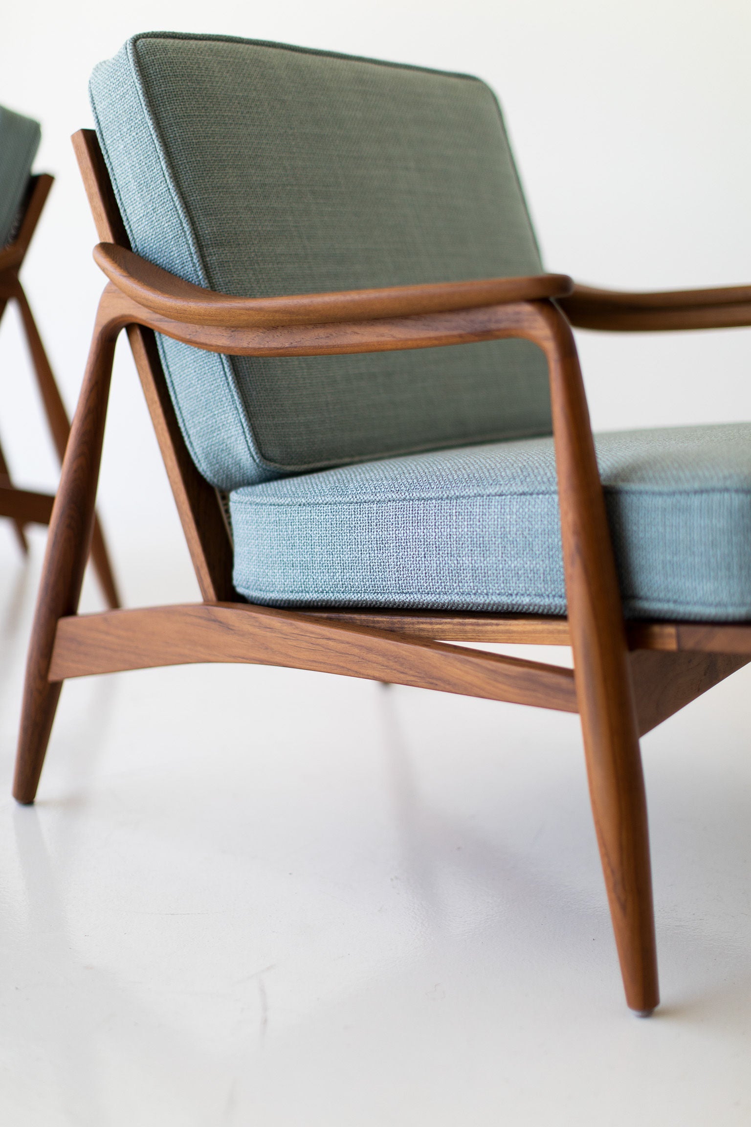 Peabody Leather Cane Back Modern Lounge Chair — Luxury Lounge Chair in Teak & Leather by Craft Associates®