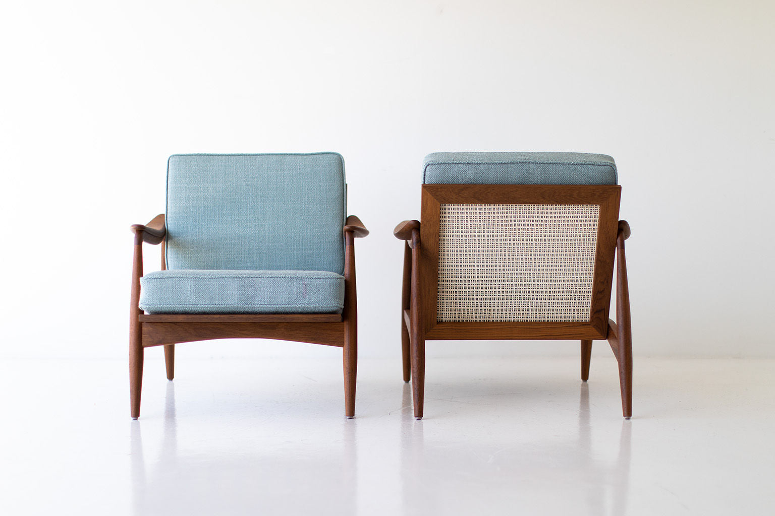 Peabody Leather Cane Back Modern Lounge Chair — Luxury Lounge Chair in Teak & Leather by Craft Associates®
