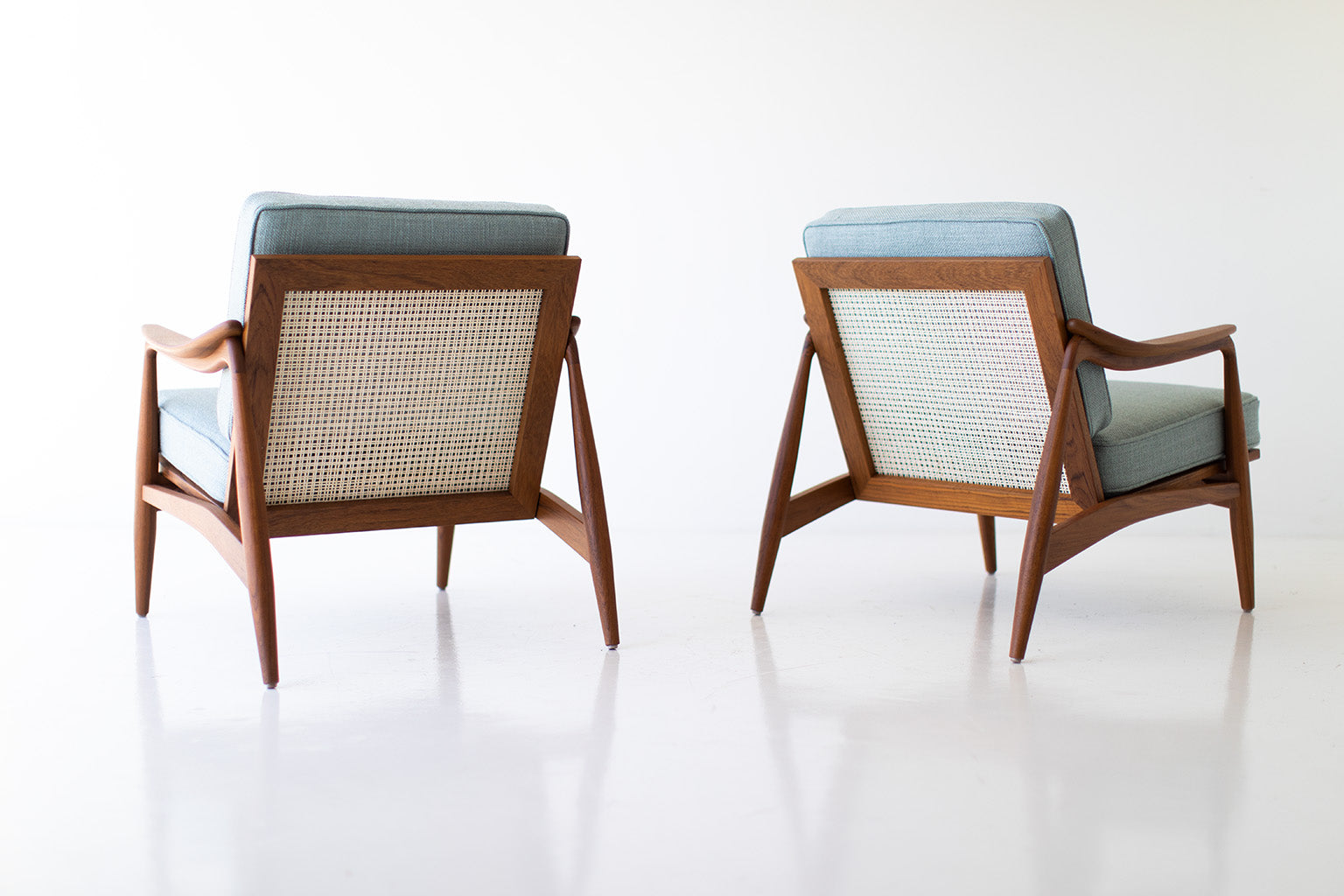 Peabody Leather Cane Back Modern Lounge Chair — Luxury Lounge Chair in Teak & Leather by Craft Associates®