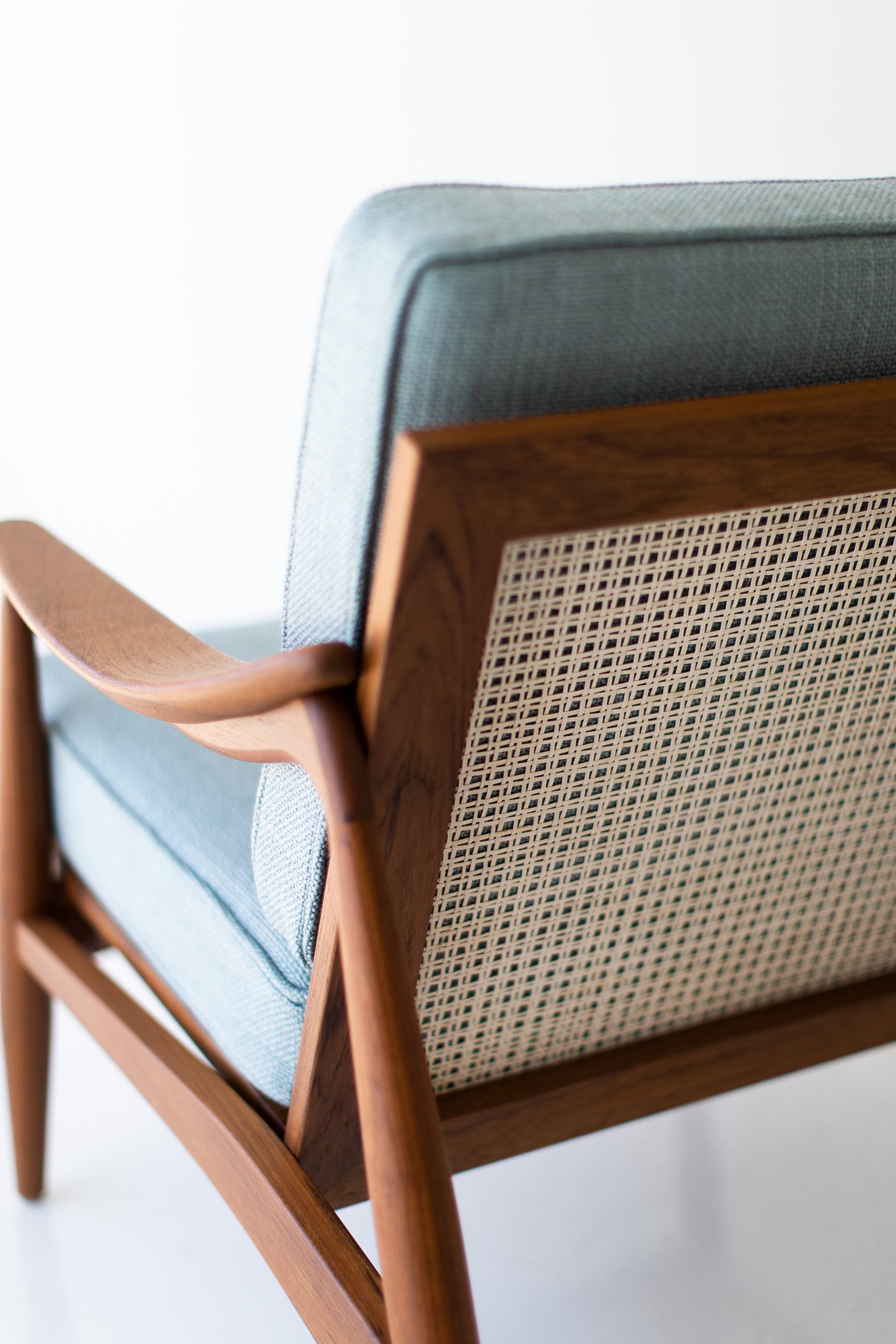 Peabody Leather Cane Back Modern Lounge Chair — Luxury Lounge Chair in Teak & Leather by Craft Associates®