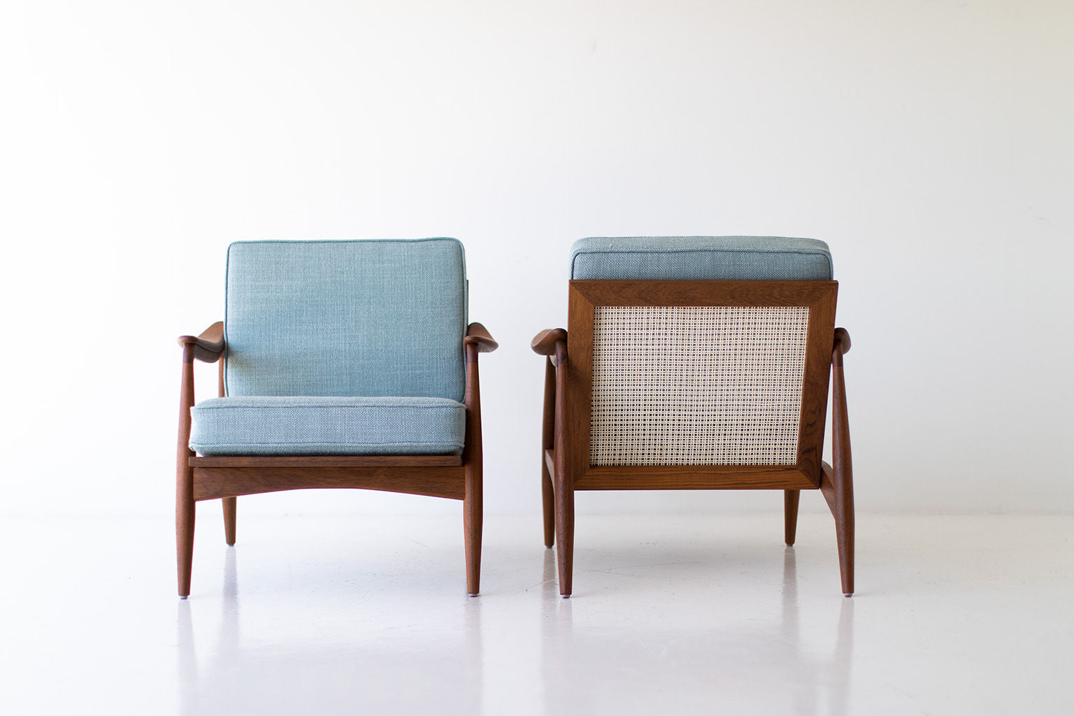 Peabody Leather Cane Back Modern Lounge Chair — Luxury Lounge Chair in Teak & Leather by Craft Associates®