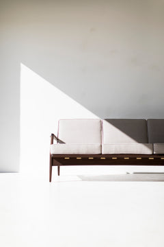 Detail of the high-density foam cushions on the Peabody sofa