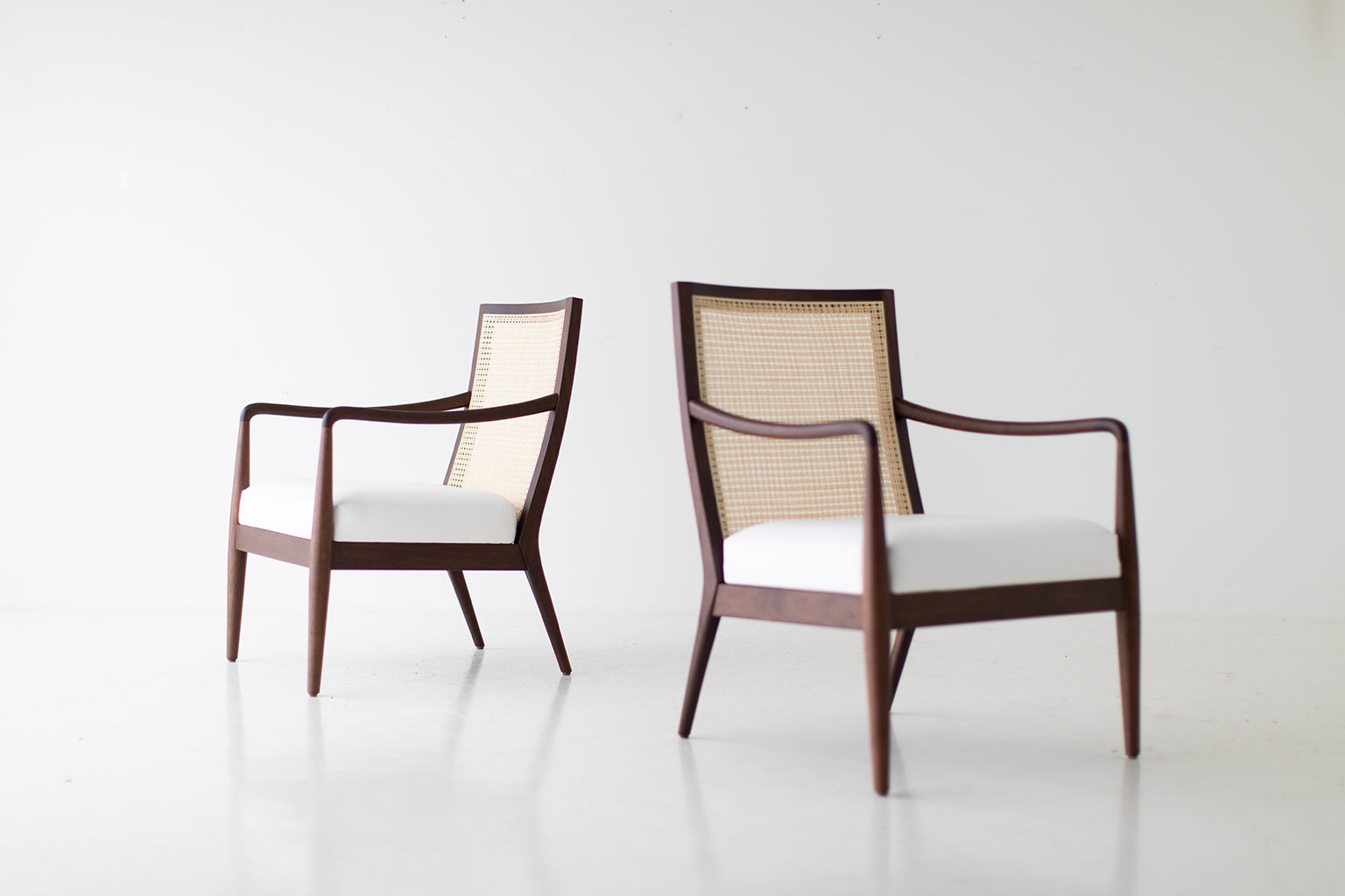 Peabody Modern Cane Back Armchair — Luxury Lounge Chair in Walnut & Cane by Craft Associates®