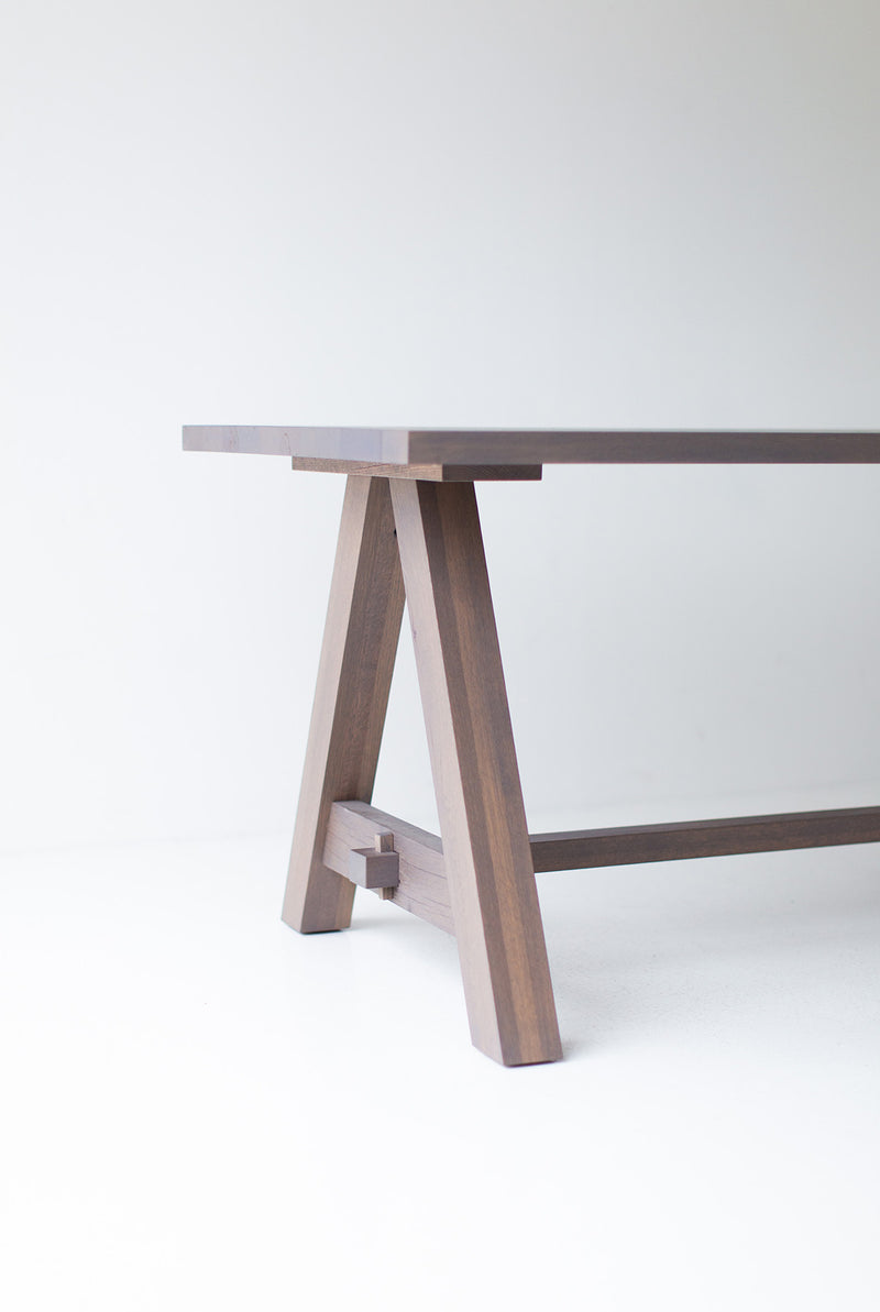 Detail shot of the joinery on the Liberty farm table's base