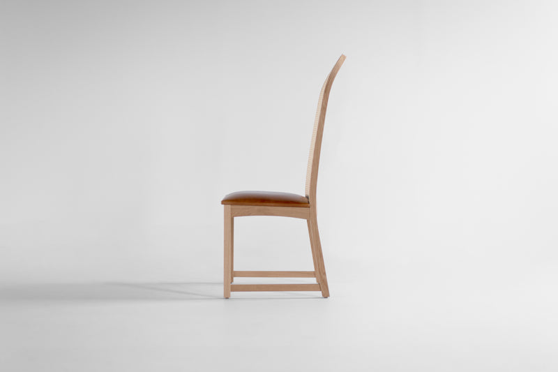 Close-up of the leather upholstery on the highback dining side chair