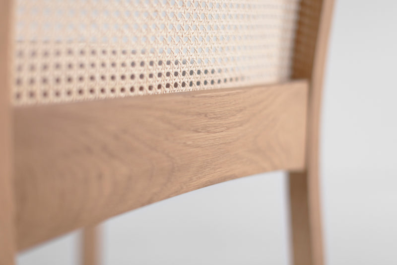 Overhead view of the dining side chair showing its leather seat