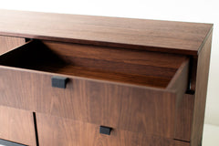 Side profile of the Milo Baughman chest showing its clean lines