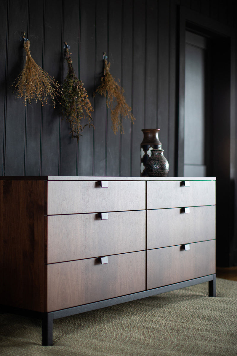 Interior of a solid walnut drawer