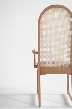 Overhead view of the dining arm chair showing its leather seat