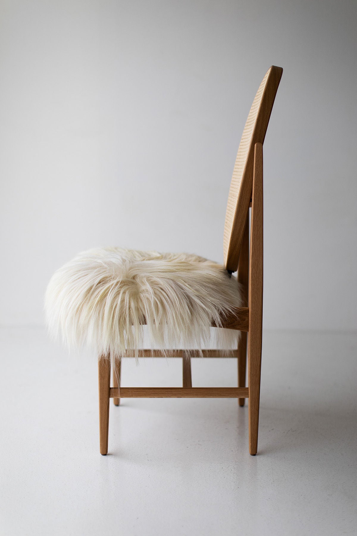 Milo Baughman Oval Cane Back White Oak Side Chair for Craft Associates - B634