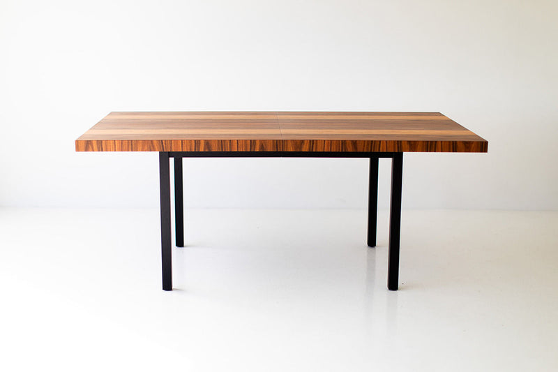 Overhead view of the striped table surface