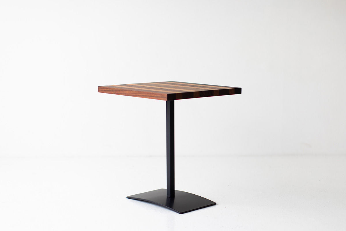 Milo Baughman Striped Top Pedestal Cigarette Table for Craft Associates -B390S