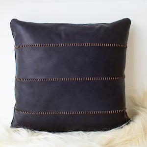 Mode Black Leather Throw Pillow Image 01