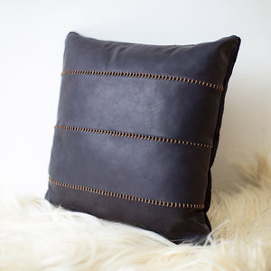 Mode Black Leather Throw Pillow Image 03