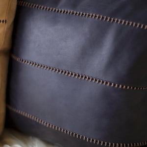 Mode Black Leather Throw Pillow Image 06