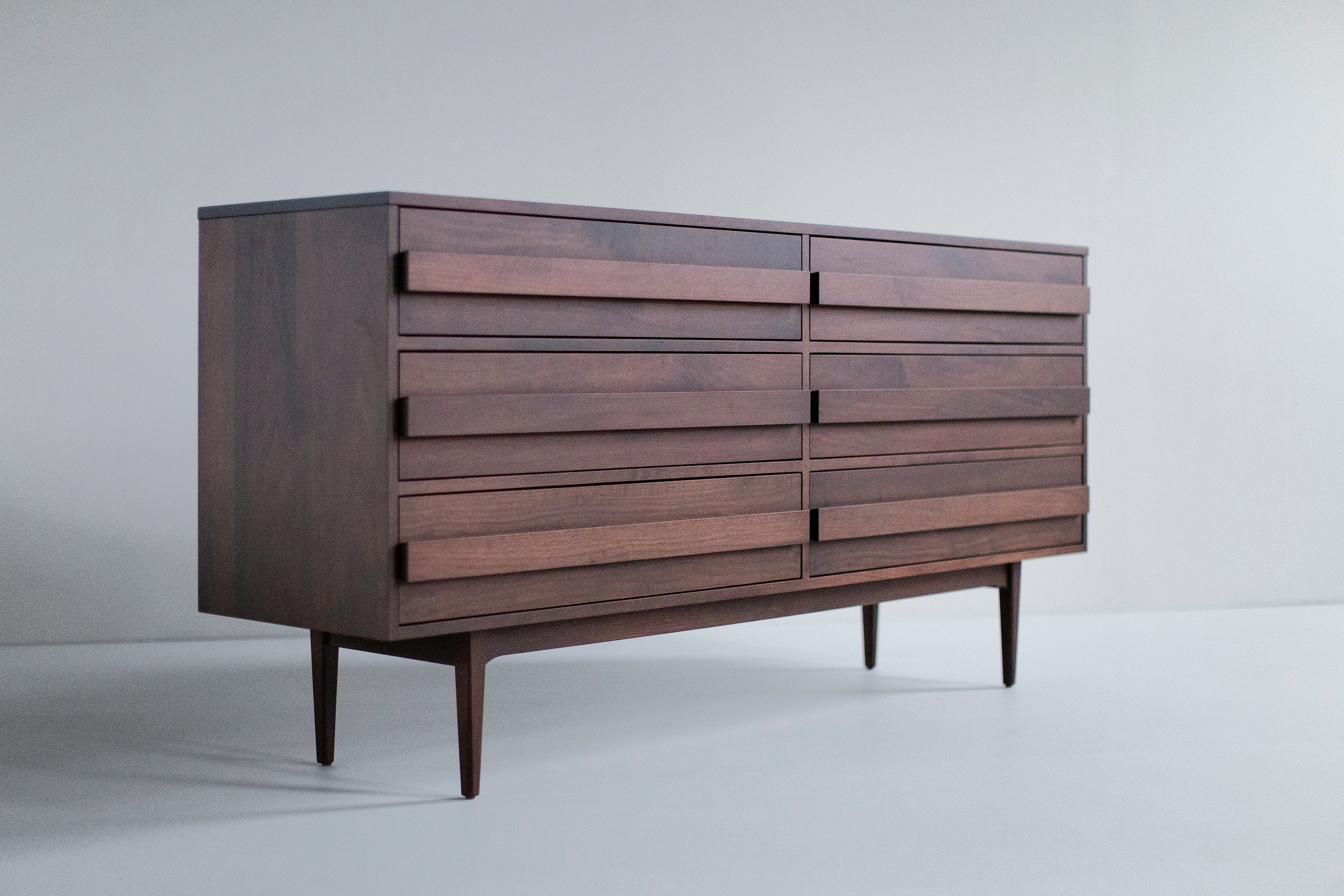 Modern 6 Foot Walnut Dresser - 0926