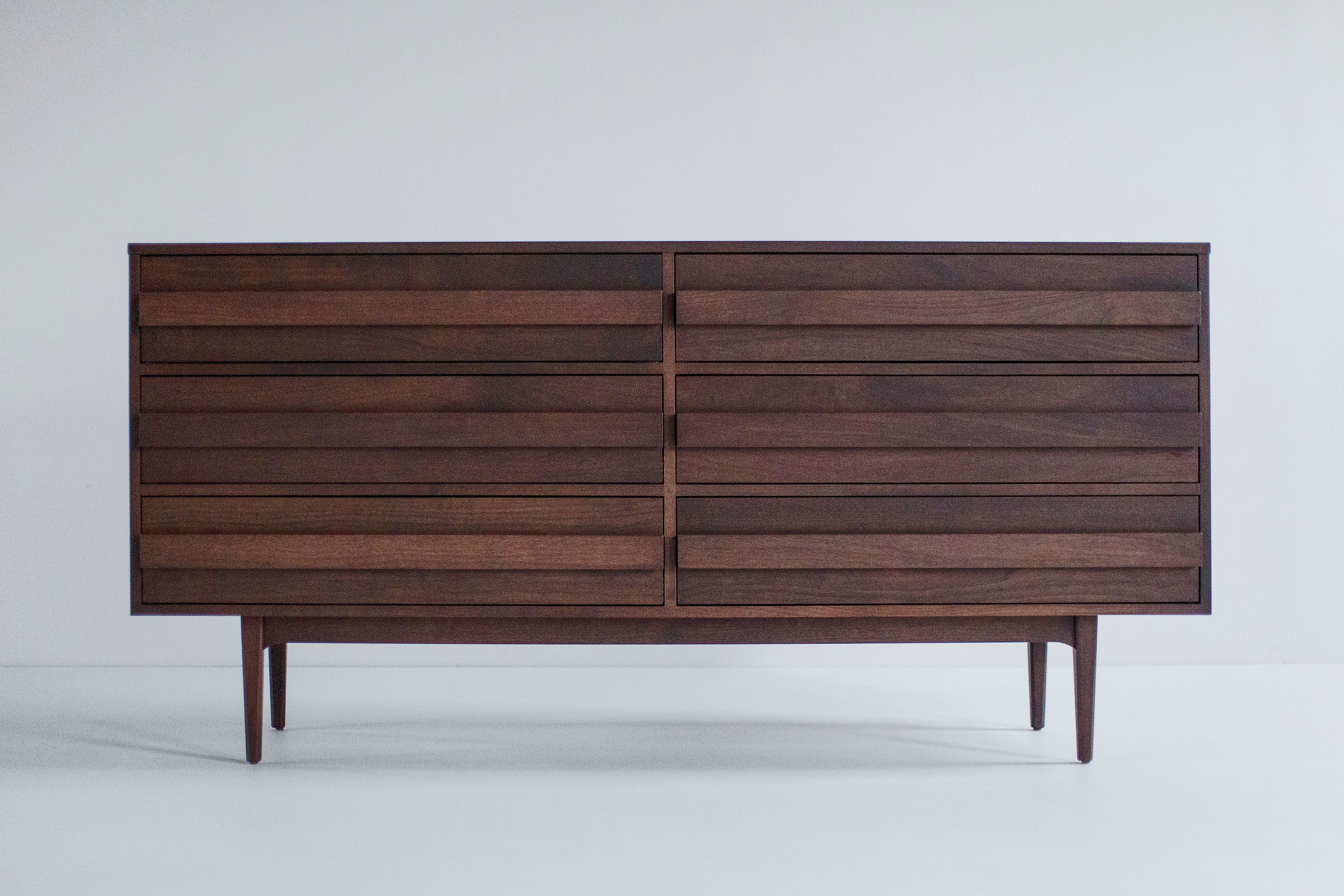 Modern 6 Foot Walnut Dresser - 0926