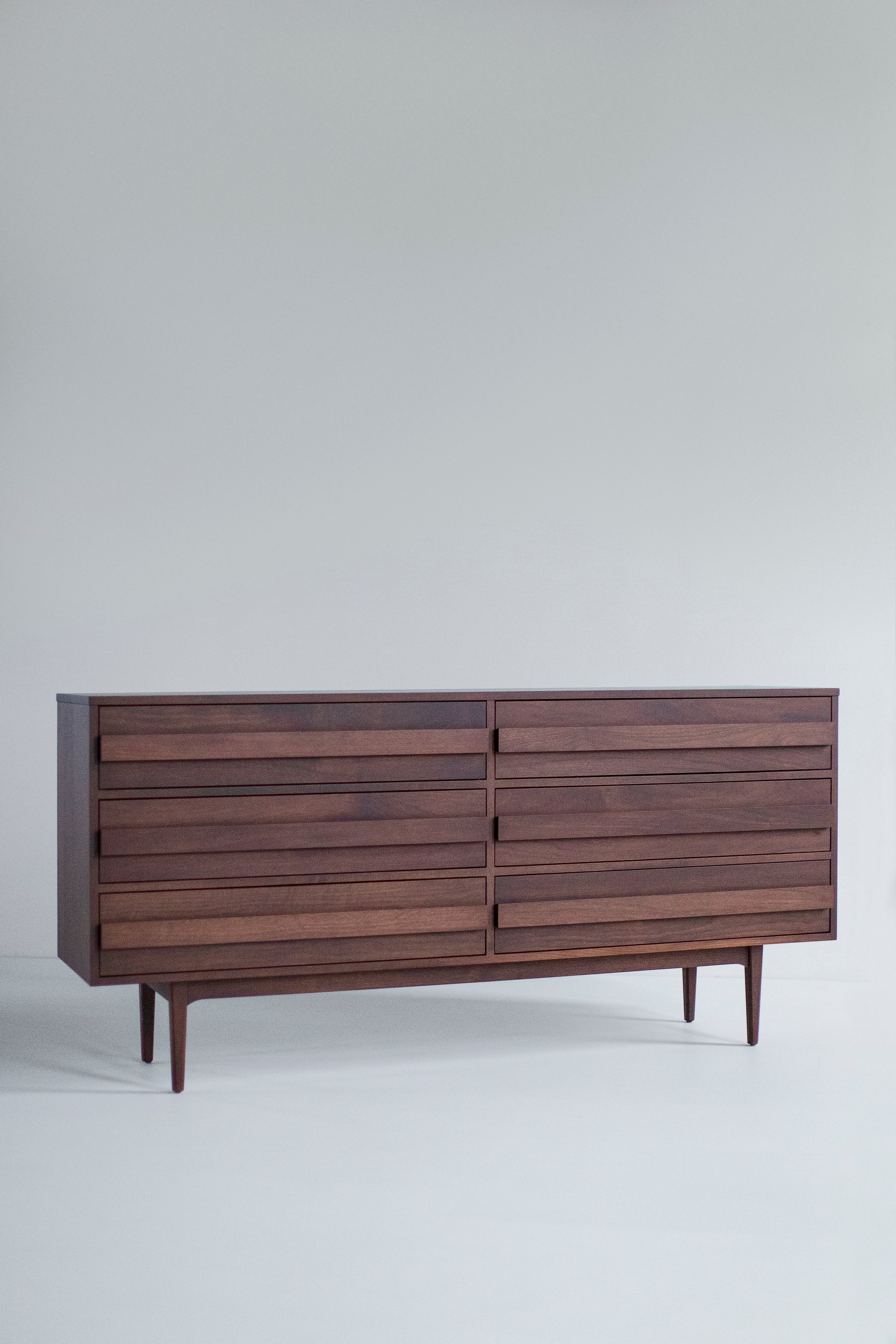 Modern 6 Foot Walnut Dresser - 0926