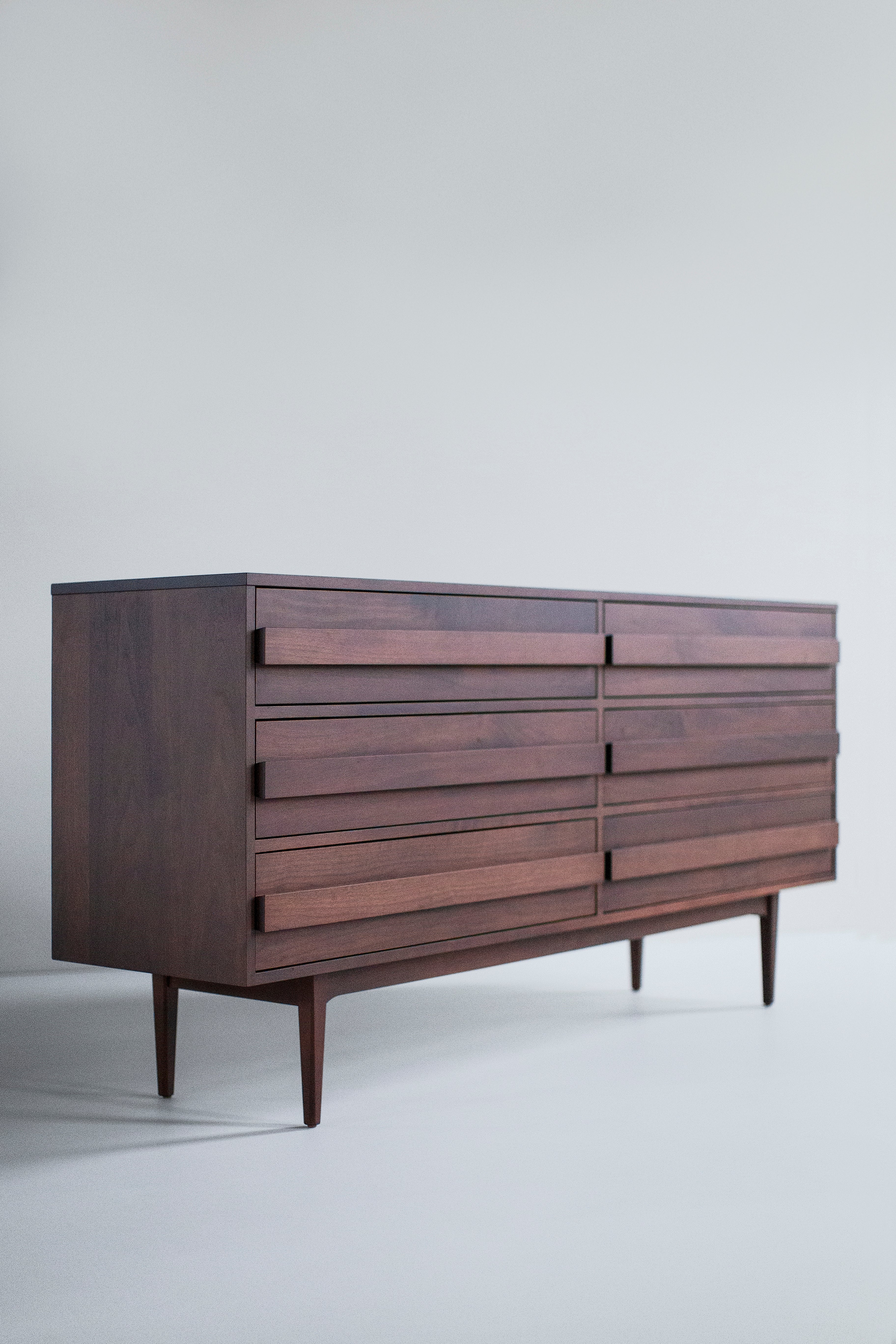 Modern 6 Foot Walnut Dresser - 0926