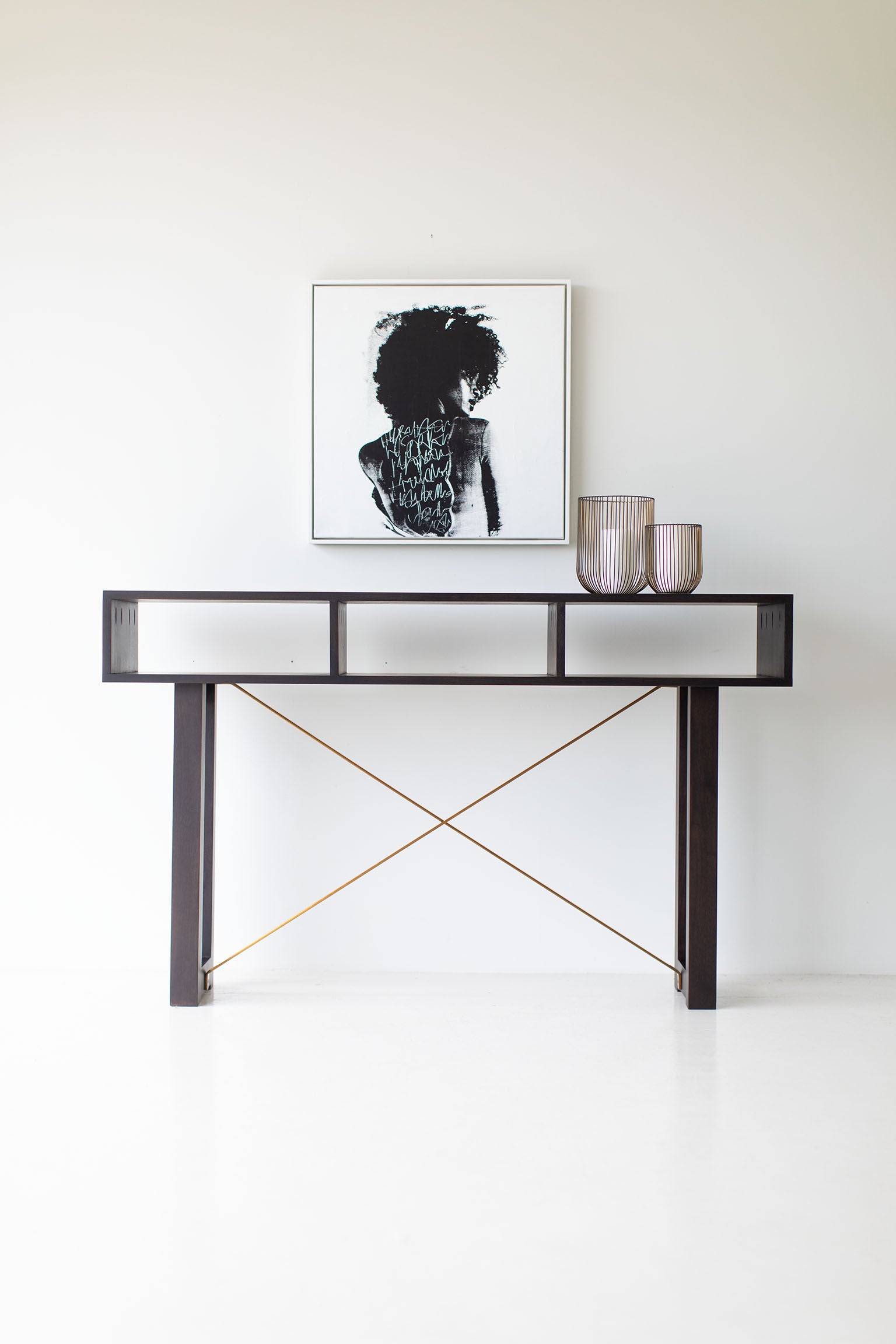 Modern Console Table - Black and Brass - 0819