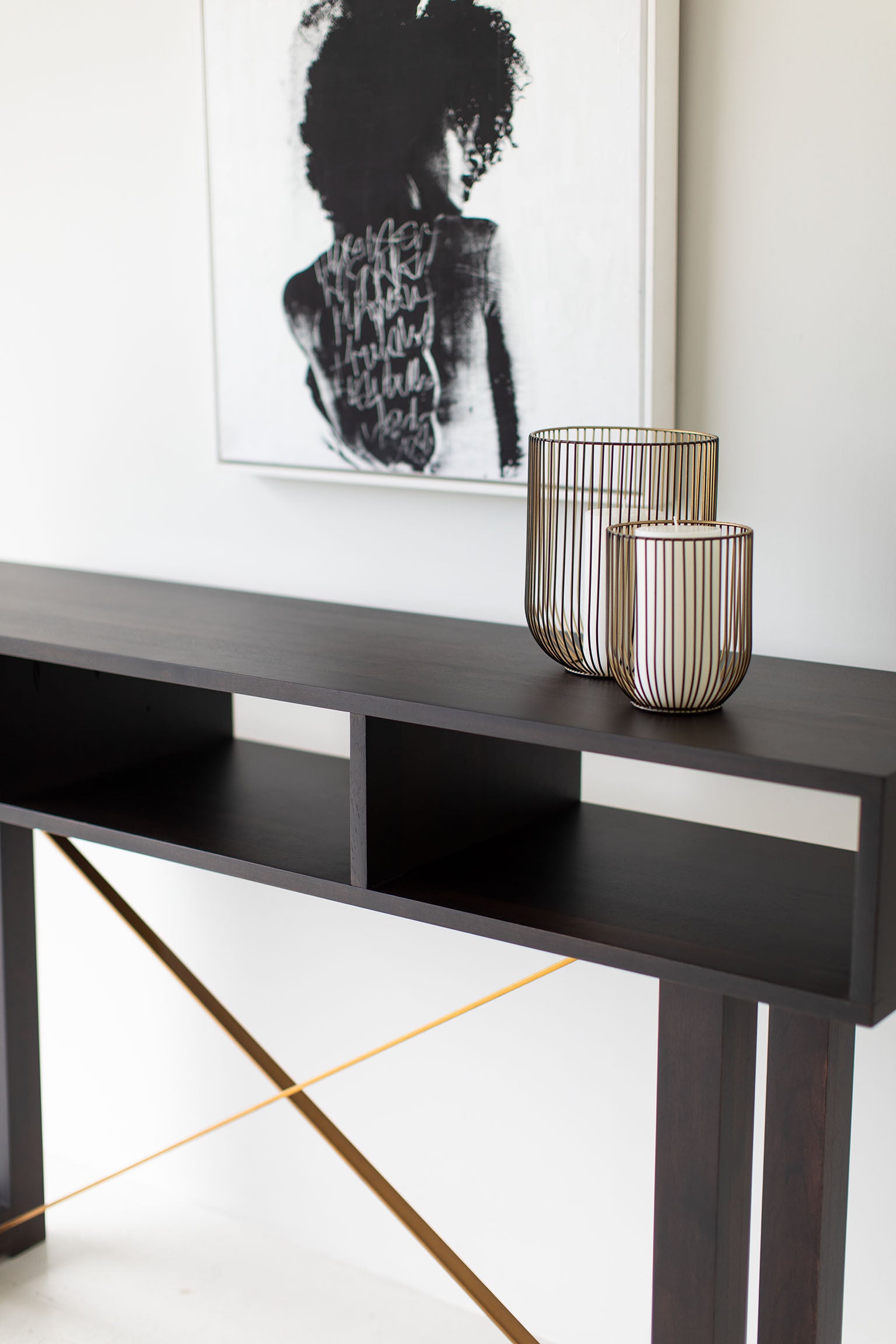 Modern Console Table - Black and Brass - 0819