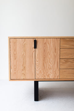 Side profile of the credenza showing its twenty-one-inch depth