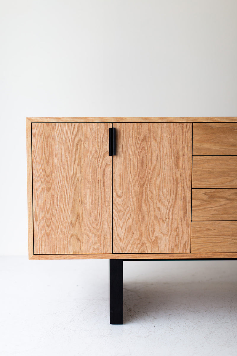 Side profile of the credenza showing its twenty-one-inch depth
