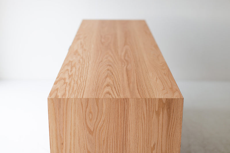 Close-up of the blackened oak base
