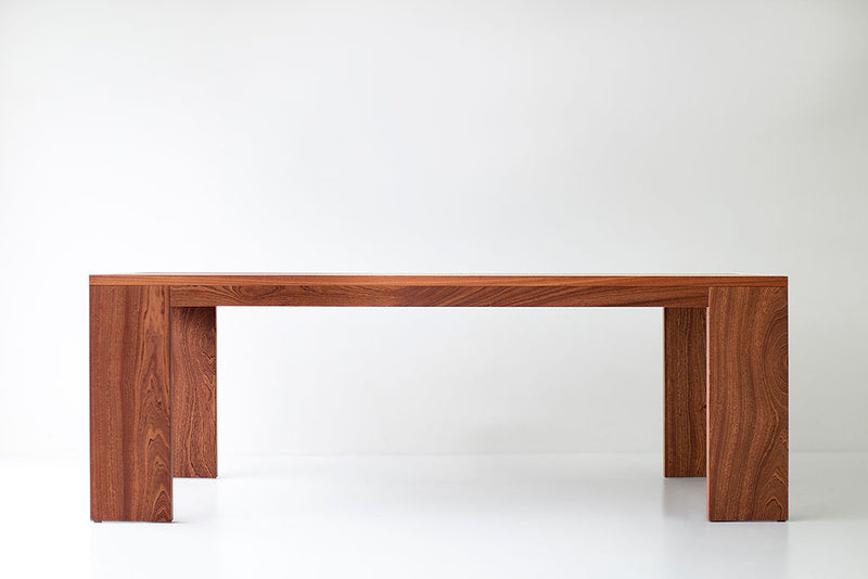 Slatted top outdoor dining table in sapele mahogany from the Chile collection