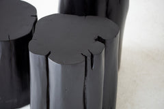 Close-up of the black commercial-grade finish on the stump table