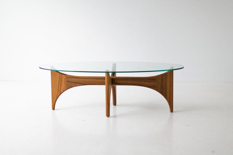 Modern teak coffee table The Oval, front view