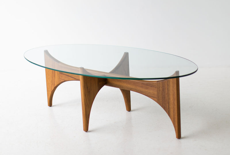 Oval coffee table shown from above