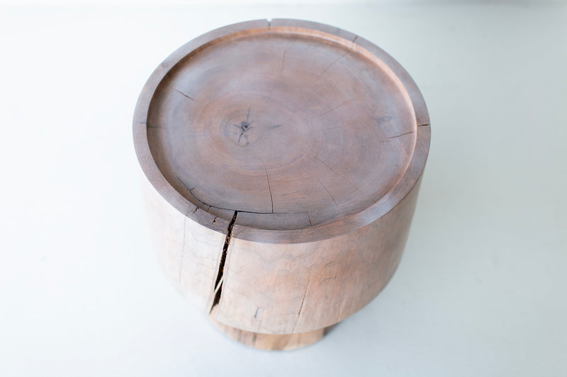 Close-up of the whitewash finish and natural grain on The Breeze side table