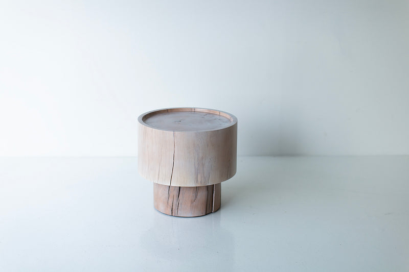 Close-up of the rough cut maple texture on The Breeze side table