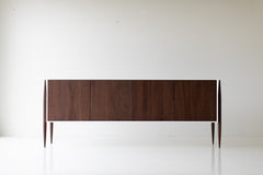 Modern luxury walnut Cambre credenza by Craft Associates®, front view