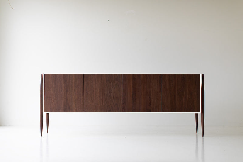 Modern luxury walnut Cambre credenza by Craft Associates®, front view