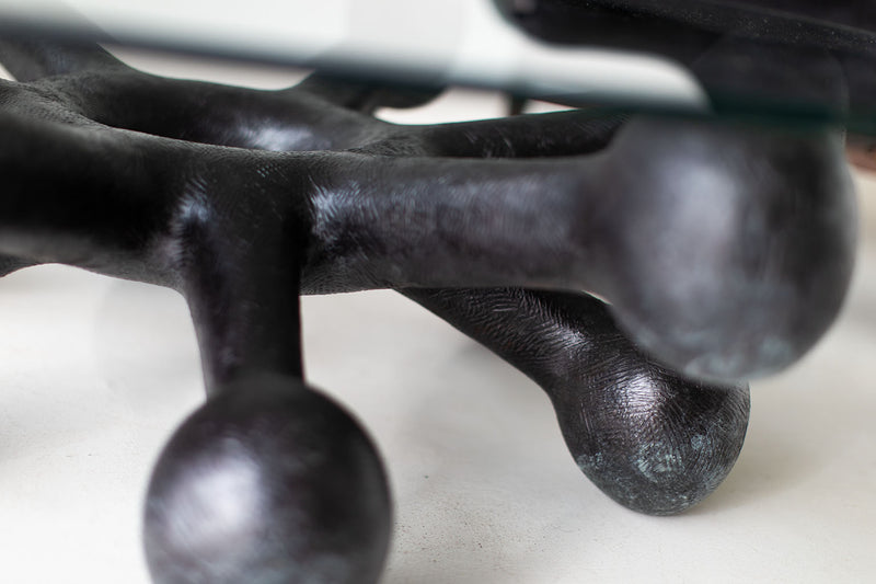 Craft Associates bronze coffee table showing hand-patinaed black finish