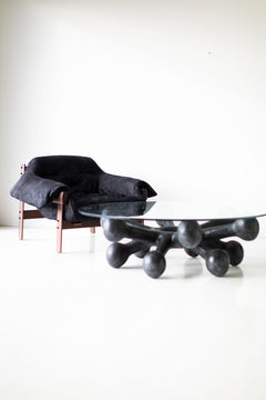 Modern black bronze coffee table shown from above
