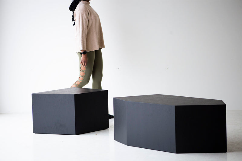 Organic modern Crag Tables coffee table styled in a living room