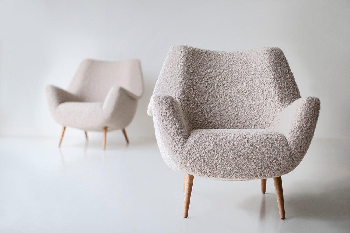Modern Danish Lounge Chairs by Lawrence Peabody | Boulcle Fabric
