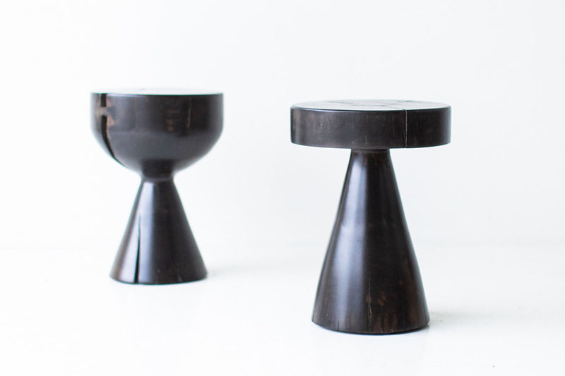 Close-up of the natural grain across the stool seat