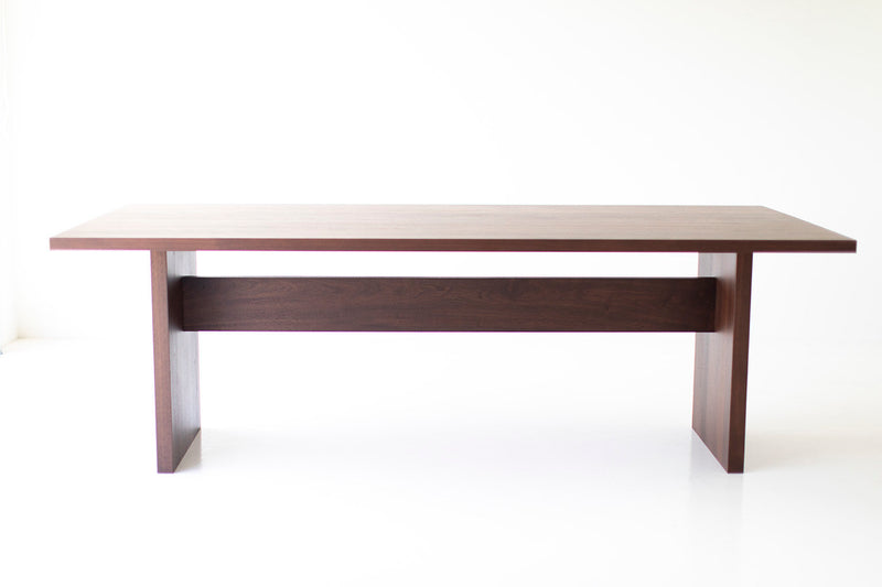 Modern luxury walnut Toko dining table, front view